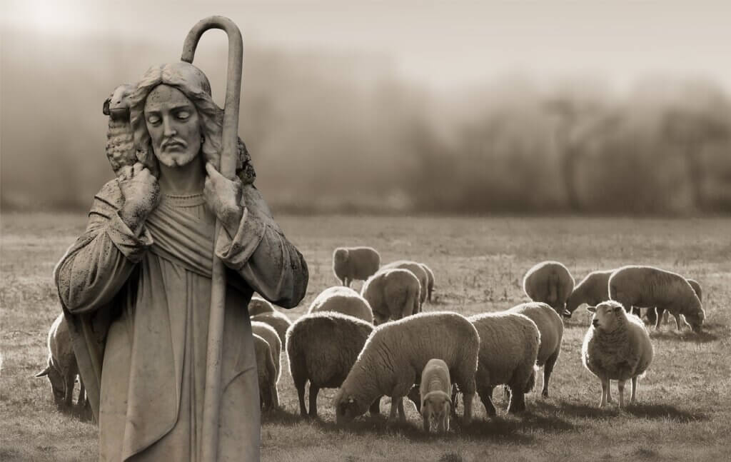 Jesus with a Flock of Sheep