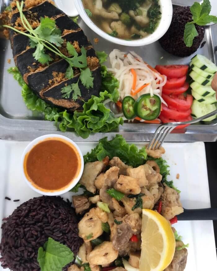 vegan seafood calamari at au lac restaurant