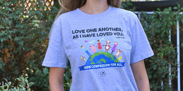 PETA Lambs shirt with quote Love One Another As I Have Loved You