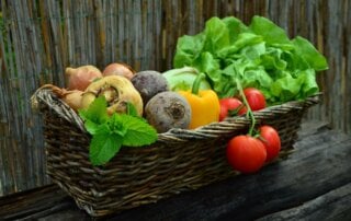 Basket full of fresh vegetables