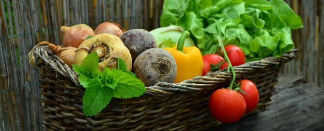 Basket full of fresh vegetables